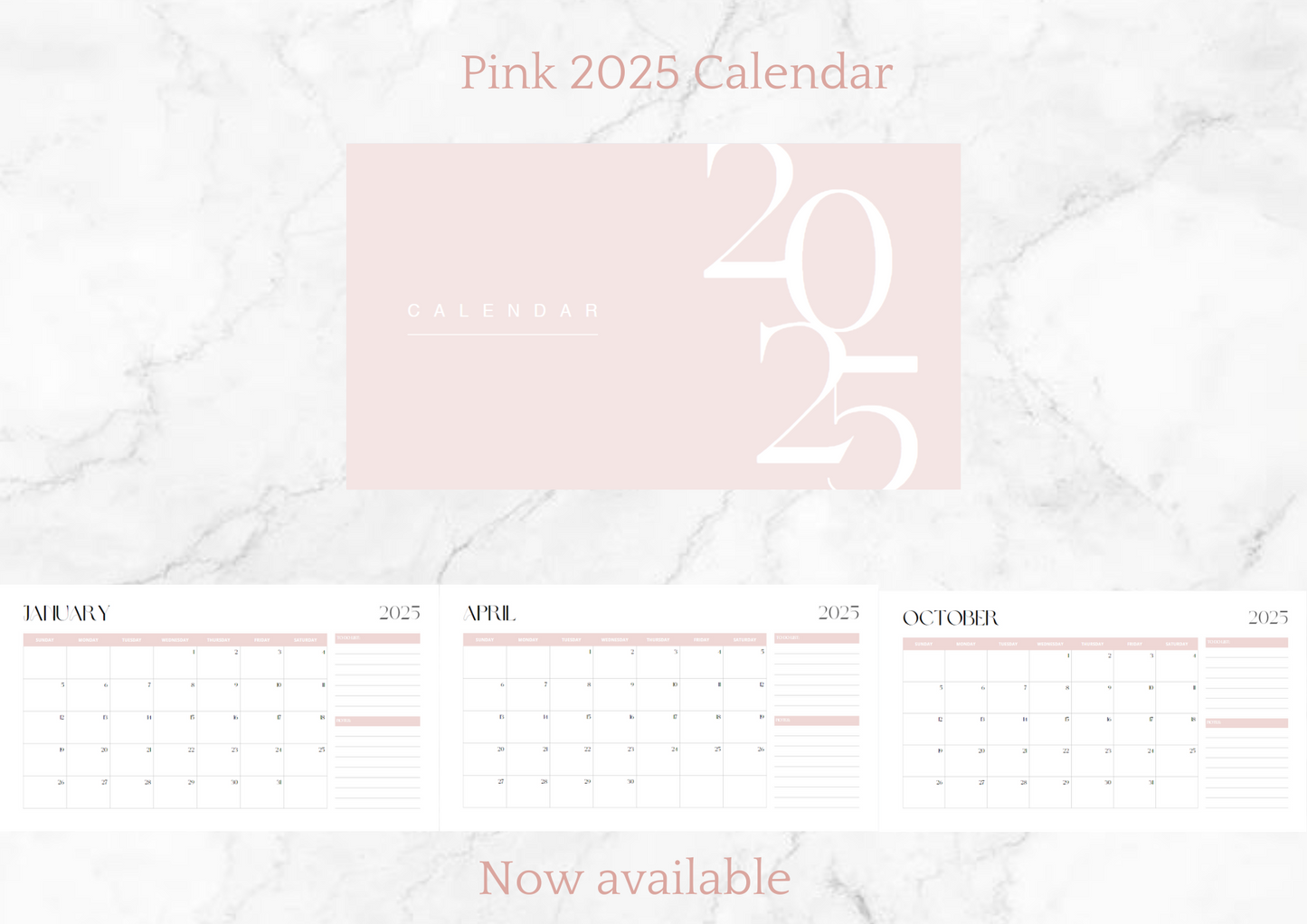 Pink Minimalist Calendar