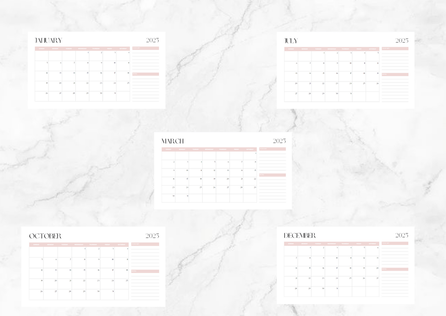 Pink Minimalist Calendar