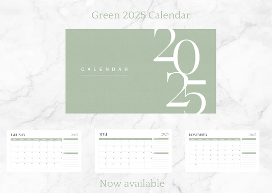 Green Minimalist Monthly Calendar